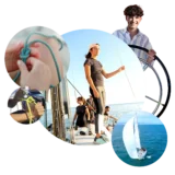 EscolaPort te da la explicación del funcionamiento de un velero, como navegar a vela saliendo del Port Olímpic, taller de nudos y vocabulario básico de navegación.