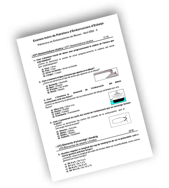Ejemplo de modelo de examen del PER en Cataluña